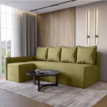 Угловой диван ортопедический iSmart MORRO Maxi еврокнижка 205x149 см (матрас Pocket spring) оливковый Laura 27 (ISM-051356)
