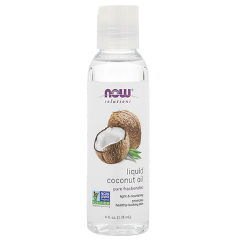 Жидкое кокосовое масло NOW Foods, Solutions "Liquid Coconut Oil" чистое фракционированное без примесей для увлажнения и питания сухих волос, кожи лица и массажа тела (118 мл / 4 жидк. унции)