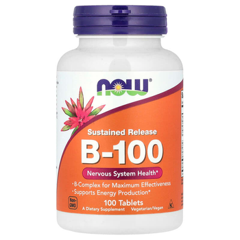 Вітаміни групи В, NOW Foods "B-100" з уповільненим вивільненням (100 таблеток)