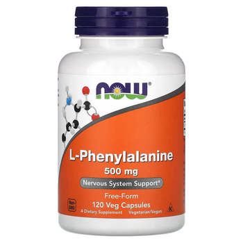 L-Фенілаланін NOW Foods "L-Phenylalanine" підтримка нервової системи, 500 мг (120 капсул)