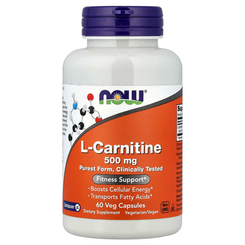 L-карнітин NOW Foods "L-Carnitine" 500 мг (60 рослинних капсул)