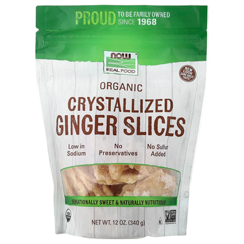 Засахаренные кусочки имбиря NOW Foods, Real Food "Organic Crystallized Ginger Slices" (340 г)