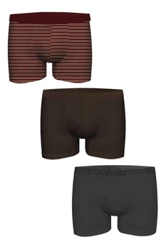 Трусы боксеры, 3 штуки John Frank 52(XL) Бордовый/полоска/чёрный (147370)