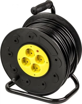 Подовжувач мережевий на котушці PowerPlant, 4 розетки, 50 м, Black (PPRA10M500S4)