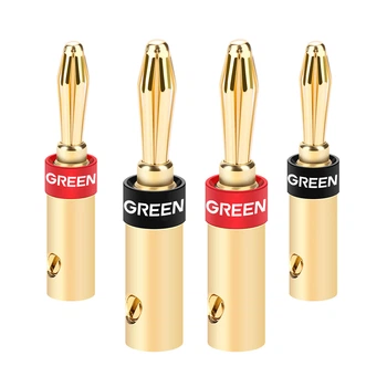 Акустический коннектор типа банан Ugreen винтовой позолоченный 24K для кабеля 5.3-8 мм набор 4 шт. Золотистый (30513)