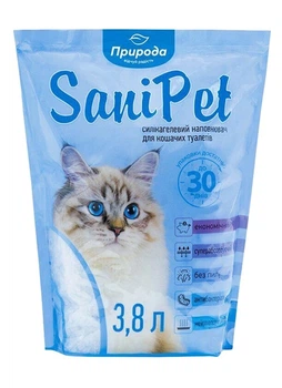 Силикагелевый наполнитель для кошачьего туалета Sani Pet без аромата, 3,8 л