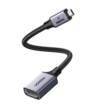 Переходник двунаправленный Ugreen HD182 Micro HDMI - HDMI 2.1 8K 60Гц 48 Гбит/с 0.2 м Черный (55420)