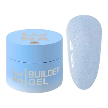 Гель для наращивания LUNAmoon Shimmer gel 07 голубой с шимером, 15 мл