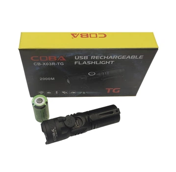 Фонарь ручной, аккумуляторный, алюминий, LED TG, zoom COBA CB-X03R-TG