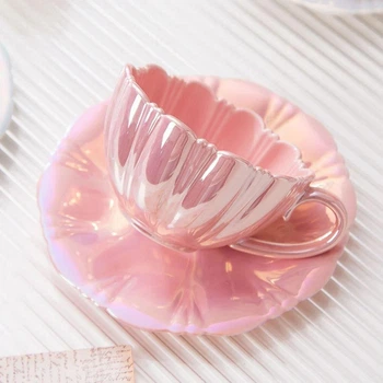 Чашка с блюдцем Pink pearl, 240 мл