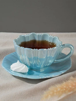 Чашка с блюдцем Blue pearl, 240 мл
