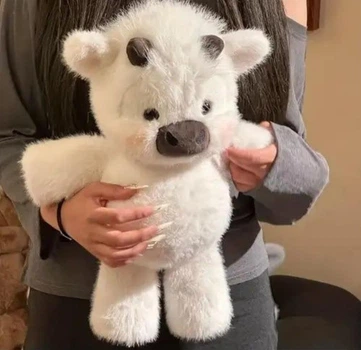 Бегающий теленок Running Cow Plush мягкая плюшевая игрушка с подвижными лапками теленок бегает белый