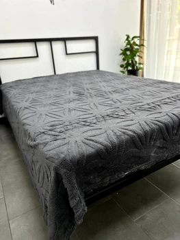 Плед из микрофибры евро 200×220 ромашка графит