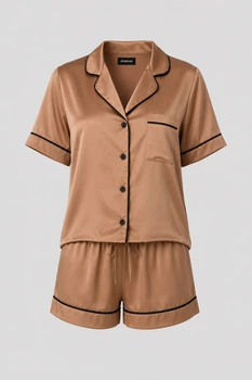 Жіноча шовкова піжама BOBRAND "Cappuccino with cinnamon" - 2XL