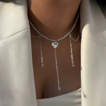 Женское колье с подвеской в виде сердца Silver Bubble