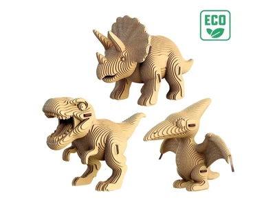 Картонный 3D пазл Трио Динозавров, Cartonic, 312 эл.