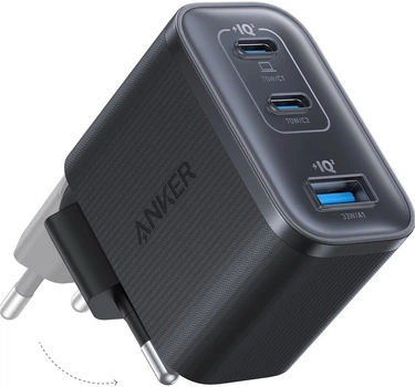 Зарядное устройство Anker Nano Charger 70W GaN 3-Ports Black (A121AL11)