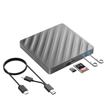 Внешний Blu-ray привод 5-в-1 USB 3.0 Type-C с кардридером SD MicroSD и USB-хабом