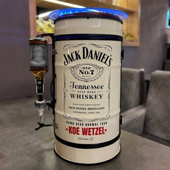 Бочка бар 30л, белая матовая, с наклейкой Jack Daniels, Без алкоголя