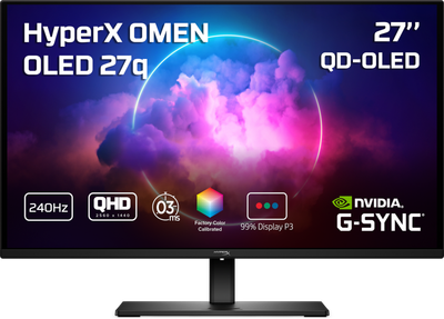 Монитор 27.63" HP Omen OLED 27q (CH0R2AA) -- 2K QHD QD-OLED / 240 Гц / 0.03 мс GTG / 10 bit / DCI-P3 99% / G-SYNC / Pivot