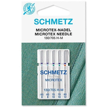 Иглы Schmetz №60-80 microtex для шелка, 5шт
