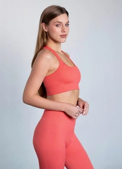Спортивный женский топ Giulia Flex top «Cut-Out Fit» B03 M Red-coral, эластичный топ в рубчик, для тренировок, для фитнеса