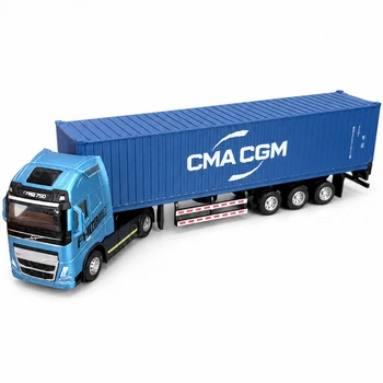 Детская инерционная фура Volvo FH16 с контейнером 31 см металлическая машинка контейнеровоз со звуком и подсветкой