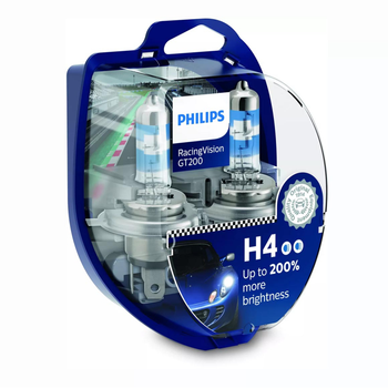 Автолампи H4 Philips Racing Vision GT200 +200% 12V 60/55W Box-2шт (Auto-57058)