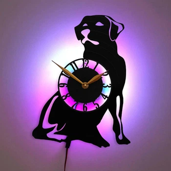 Настенные часы Ретривер Retriever с LED-подсветкой собака лабрадор силуэт порода собак домашние питомцы анималистический декор