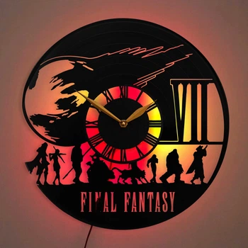 Часы Final Fantasy 7 с LED-подсветкой, Final Fantasy VII, FF7 часы, часы Final Fantasy, подарок Final Fantasy, настенные часы Final Fantasy, лампа Final Fantasy