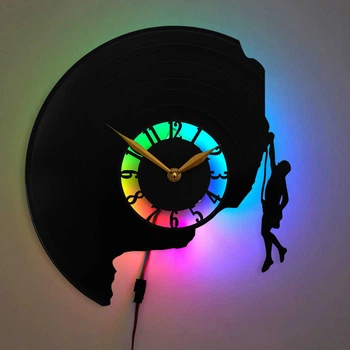 Настенные часы Скалолазание Rock Climbing с LED-подсветкой альпинизм скалолаз спорт горы активный отдых спортивный декор