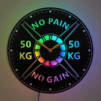 Фитнес-часы с LED-подсветкой, часы для спортзала, часы со штангой, декор для комнаты тренировок, декор для CrossFit и спортивных тренировок, для домашнего или гаражного спортзала