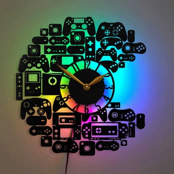 Геймерские часы с LED-подсветкой, подарки для любителей видеоигр, настенный декор для игровой комнаты и спальни мальчика