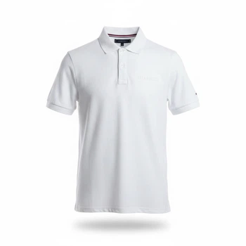Чоловіча футболка поло Tommy Hilfiger з вишитим логотипом Tonal Embroidery Logo, біла, розмір L (TH12001.8L)