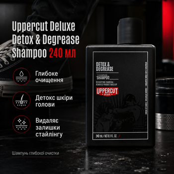 Шампунь глибокого очищення Uppercut Deluxe Detox and Degrease Shampoo 240 мл для жирного волосся, детоксу шкіри голови