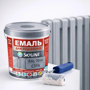 Емаль акрилова термостійка SkyLine для радіаторів та труб опалення RAL 7046 Сіра 0.4 л