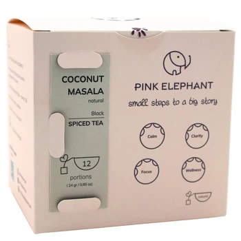 Чай с кокосом и специями нежно острый Masala Coconut порционный 12х2г Pink Elephant
