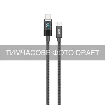 Дата кабель USB-C to USB-C 1.0m PD 100W Digital Display black 2E (2E-CC100-BL)