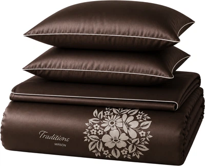 Комплект постельного белья MirSon Полуторный 143х210 см 0211 Cacao Traditions Сатин Elit (2200010538304)