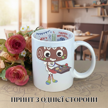 Кружка У Світі Денді Roblox Dandy's World з принтом керамічна чашка з написом всередині «Happy Birthday» 330 мл Uk_HB_73