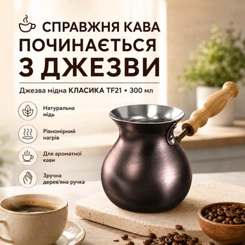 Турка мідна для кави 300 мл джезва мідна КЛАСИКА TF21 патина турка для кави по-турецьки мідна джезва ZH