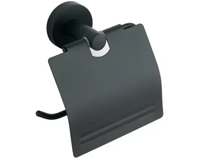 Тримач для туалетного паперу з кришкою VBI VENUS BLACK