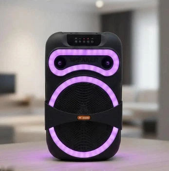 Портативна Bluetooth колонка MS-1201BT-W 50Вт з бездротовим мікрофоном LED підсвіткою USB MicroSD AUX FM радіо акустична система акумуляторна караоке колонка потужний динамік для вечірок дому відпочинку подорожей та свят