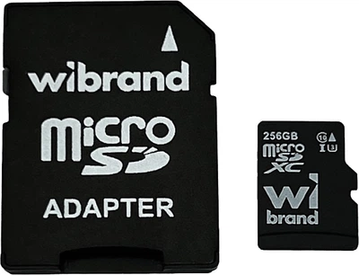 Карта памяти Wibrand microSDXC 256GB Class 10 UHS-I U3 V10 + SD адаптер (WICDHU3/256GB-A)