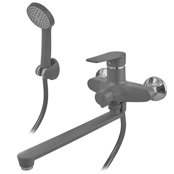 Змішувач для ванни PLAMIX OSCAR-006 EURO SET GRAPHITE (зі шлангом, лійкою та кронштейном) (Колір графіт) (PM6098)