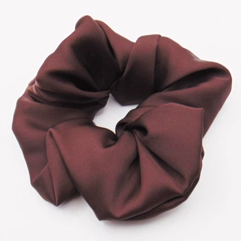 Велика шовкова гумка для волосся 12 см коричнева Handmade 335