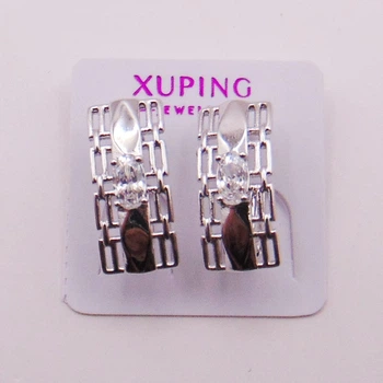 Серьги медицинский сплав с фианитами родий Xuping 15х7 мм xp73