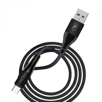 Кабель SkyDolphin S49V LED Aluminium Alloy USB - micro USB (M/M), 1 м, Чорний (USB-000571)