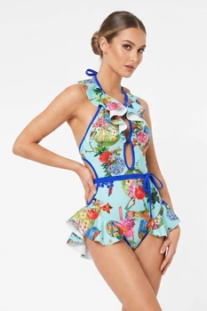Купальник жіночий м'ятного кольору з принтом Fashion розмір 42-46 (214844)