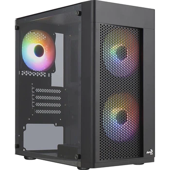 Корпус для ПК AeroCool Hexform-G-BK-v2 Mini-Tower без БП MicroATX/Mini-ITX FRGB Black (ACCS-PV38033.11)